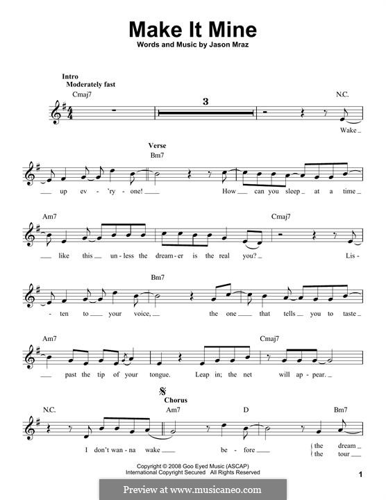 Make It Mine By J Mraz Sheet Music On Musicaneo