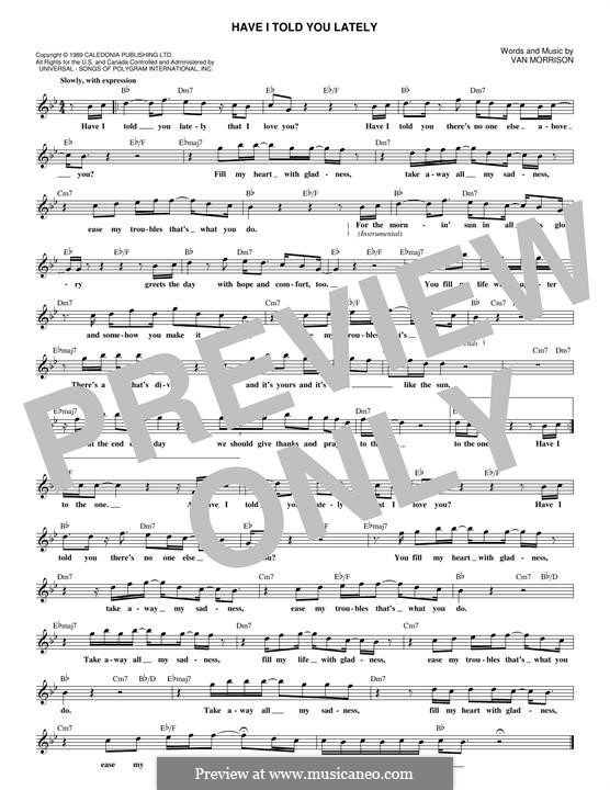 Have I Told You Lately By V Morrison Sheet Music On Musicaneo