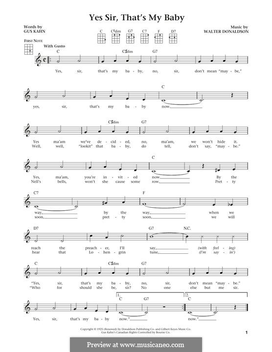 Yes Sir, That's My Baby by W. Donaldson - sheet music on MusicaNeo
