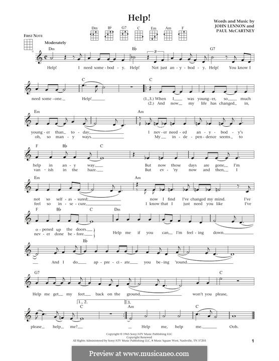 Help! (The Beatles) by J. Lennon, P. McCartney - sheet music on MusicaNeo