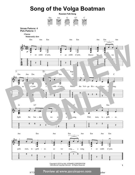 Song of the Volga Boatman by folklore - sheet music on MusicaNeo