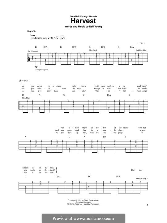 neil young harvest tablature