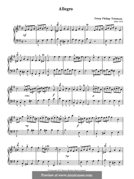 Allegro In E Minor By G.p. Telemann - Sheet Music On Musicaneo