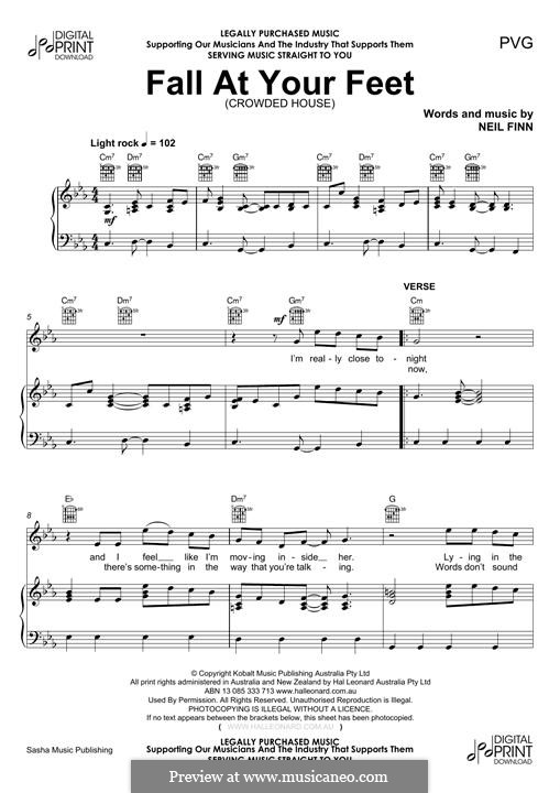 Fall At Your Feet Crowded House By N Finn Sheet Music On Musicaneo 