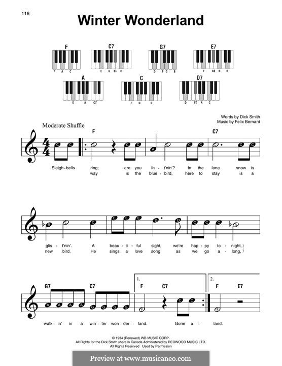 Download Winter Wonderland, for Piano by F. Bernard - sheet music on MusicaNeo