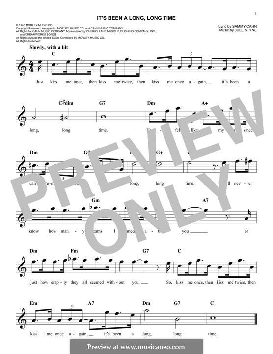 It's Been a Long, Long Time by J. Styne - sheet music on MusicaNeo