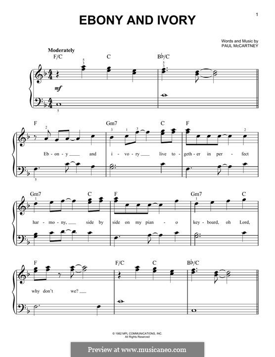 Ebony and Ivory by P. McCartney - sheet music on MusicaNeo