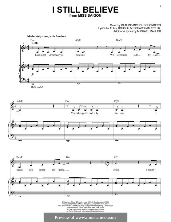 I Still Believe (Miss Saigon) by C. Schönberg - sheet music on MusicaNeo