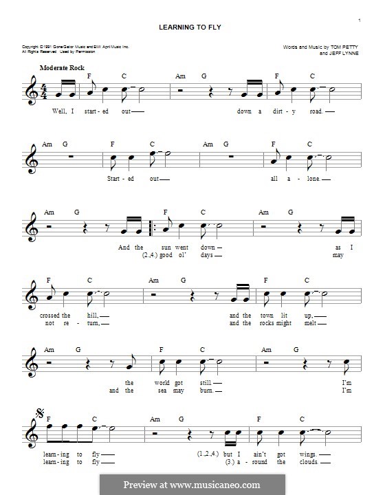 Learning To Fly Sheet Music  Tom Petty And The Heartbreakers