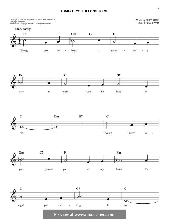 tonight you belong to me guitar chords