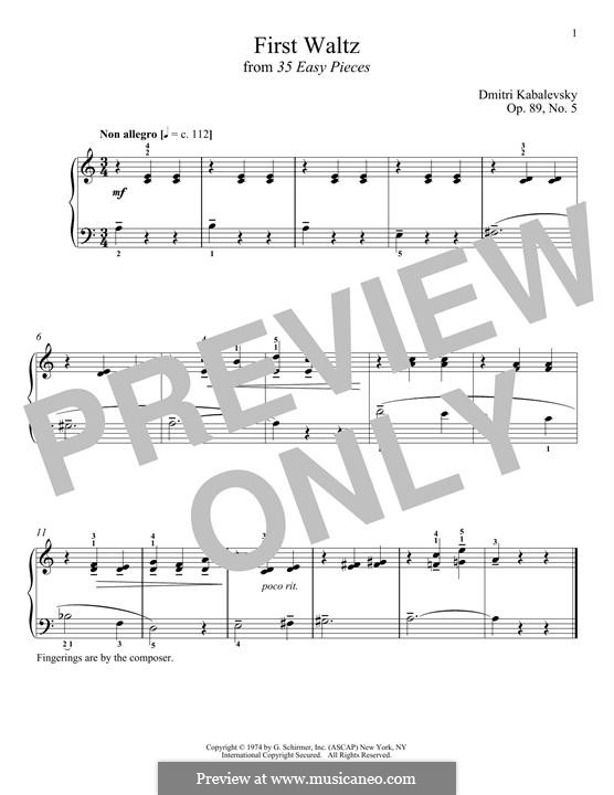 First Waltz by D. Kabalevsky - sheet music on MusicaNeo