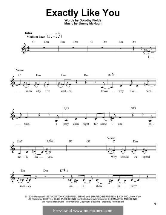 Exactly Like You by J. McHugh - sheet music on MusicaNeo