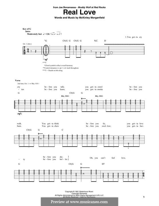 Real Love (Joe Bonamassa) by Muddy Waters - sheet music on MusicaNeo