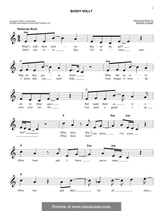 Buddy Holly (Weezer) by R. Cuomo - sheet music on MusicaNeo