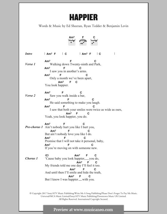 happier sheeran score ed musicaneo sheet interactive lyrics