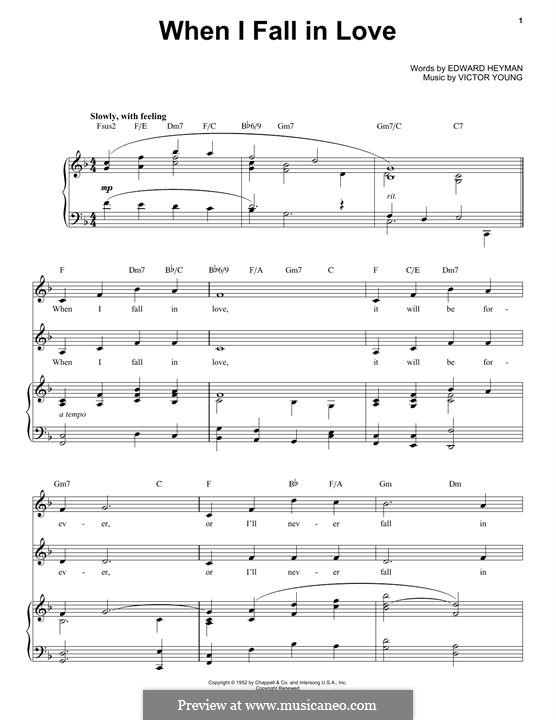 When I Fall in Love (Celine Dion) by V. Young - sheet music on MusicaNeo