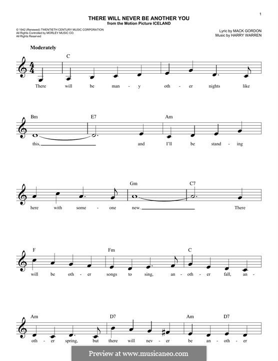 There Will Never Be Another You by H. Warren - sheet music on MusicaNeo