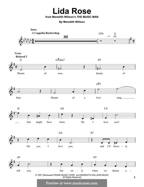 Lida Rose by M. Willson - sheet music on MusicaNeo