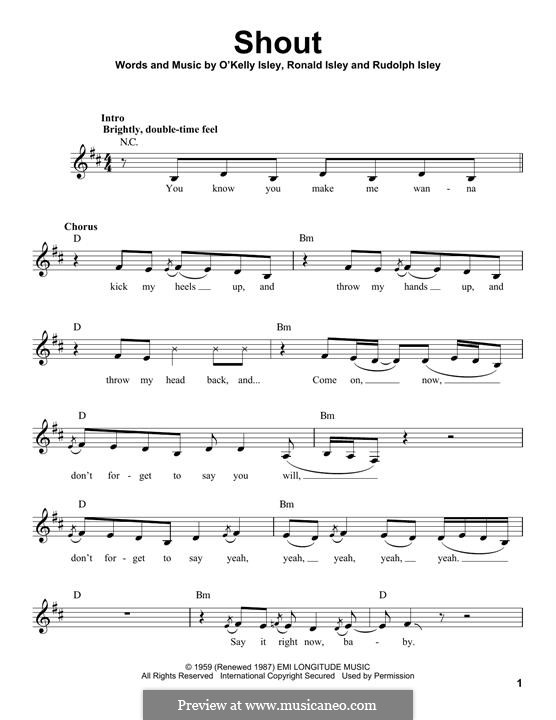 The Isley Brothers: Shout sheet music for voice, piano or guitar