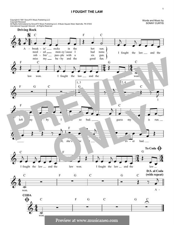 I Fought The Law The Clash By S Curtis Sheet Music On Musicaneo
