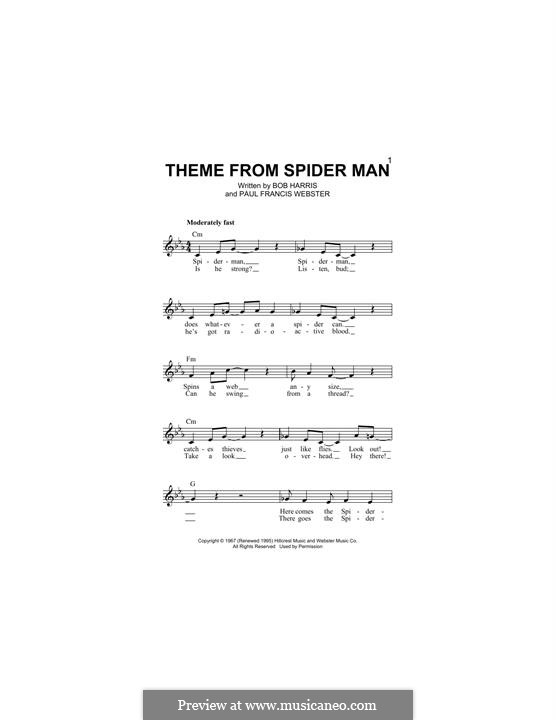Theme From Spider-Man Sheet Music | Paul Francis Webster | Guitar Tab