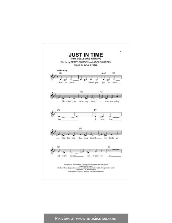 Just in Time (Frank Sinatra) by J. Styne - sheet music on MusicaNeo