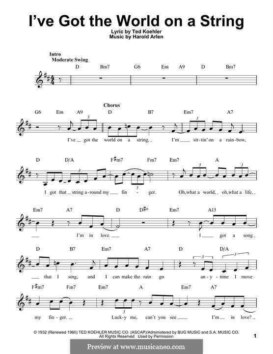 I've Got the World on a String by H. Arlen - sheet music on MusicaNeo