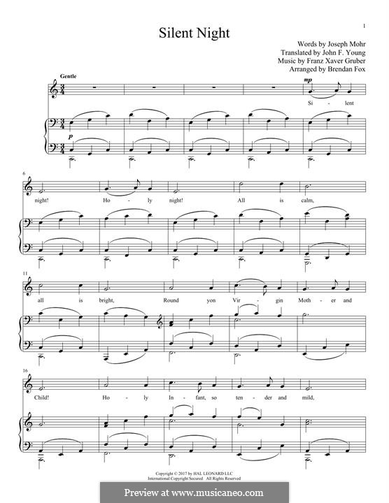 Vocal version (Silent Night) by F.X. Gruber - sheet music on MusicaNeo