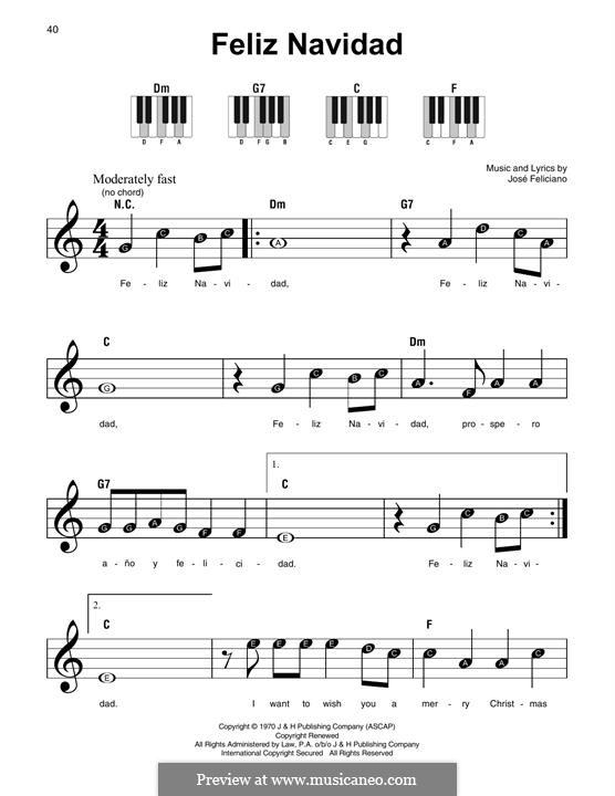 Feliz Navidad By J. Feliciano - Sheet Music On MusicaNeo