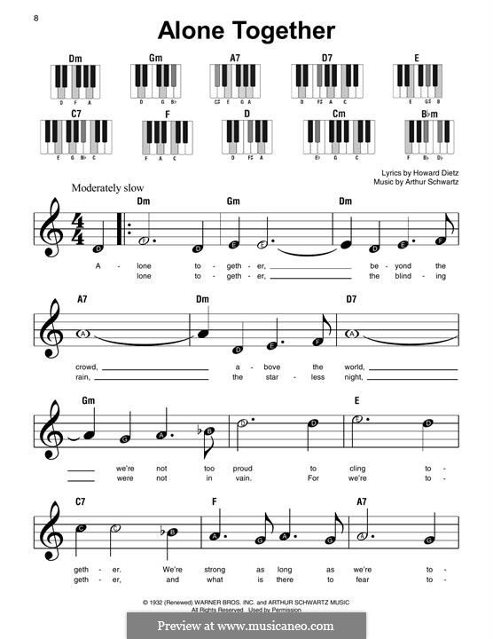 Alone Together (Peggy Lee) by A. Schwartz - sheet music on MusicaNeo