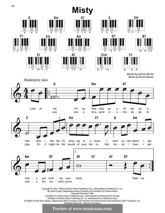 Misty (Johnny Mathis) by E. Garner - sheet music on MusicaNeo