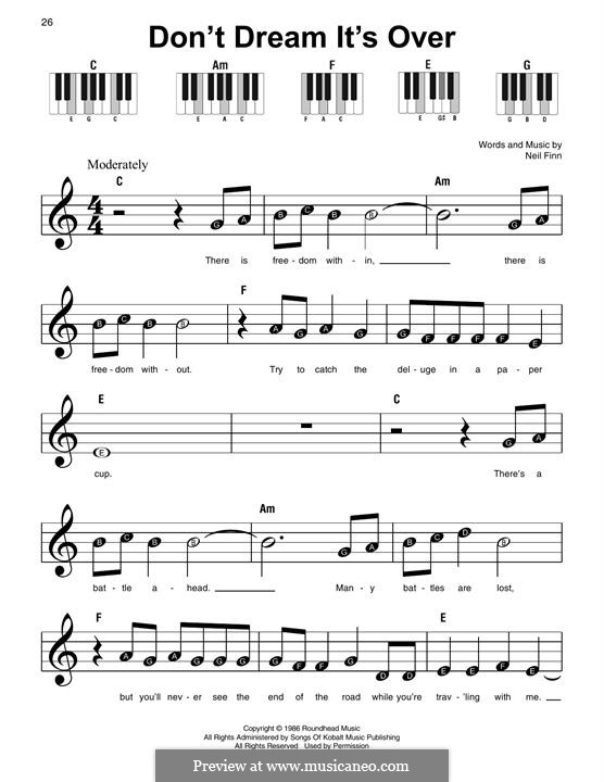 Don't Dream It's Over (Crowded House) by N. Finn - sheet music on MusicaNeo