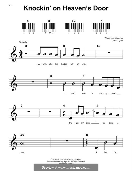 Knockin' on Heaven's Door by B. Dylan - sheet music on MusicaNeo