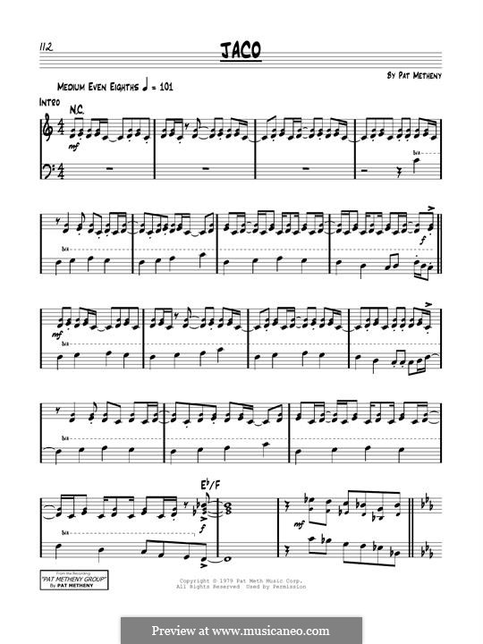 Jaco by P. Metheny - sheet music on MusicaNeo