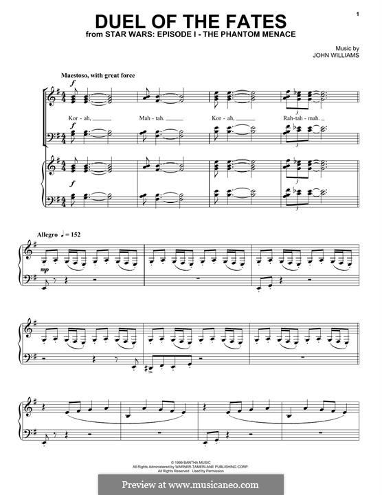 Duel Of The Fates By J Williams Sheet Music On Musicaneo