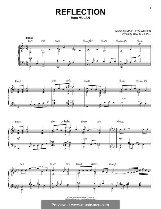 Reflection (from Disney's Mulan) by M. Wilder - sheet music on MusicaNeo