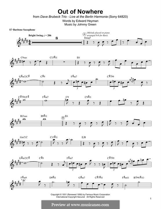 Out of Nowhere by J.W. Green - sheet music on MusicaNeo