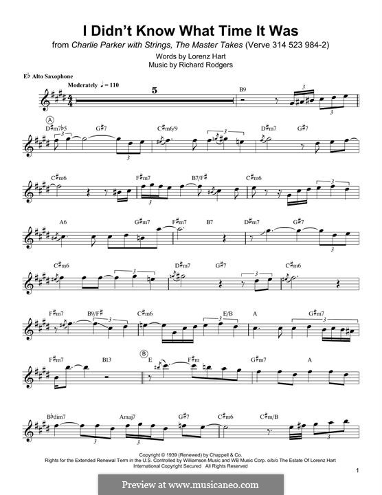 I didn't Know What Time it Was by R. Rodgers - sheet music on MusicaNeo