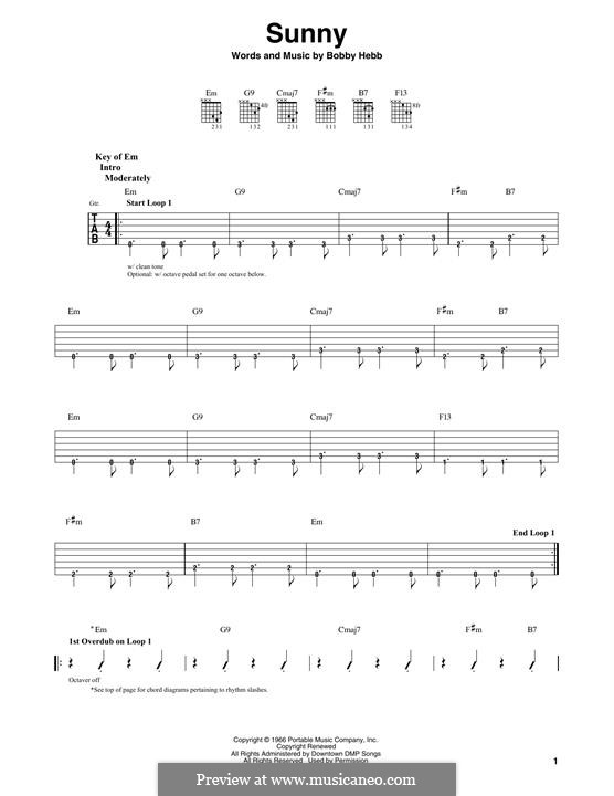 Sunny by B. Hebb - sheet music on MusicaNeo