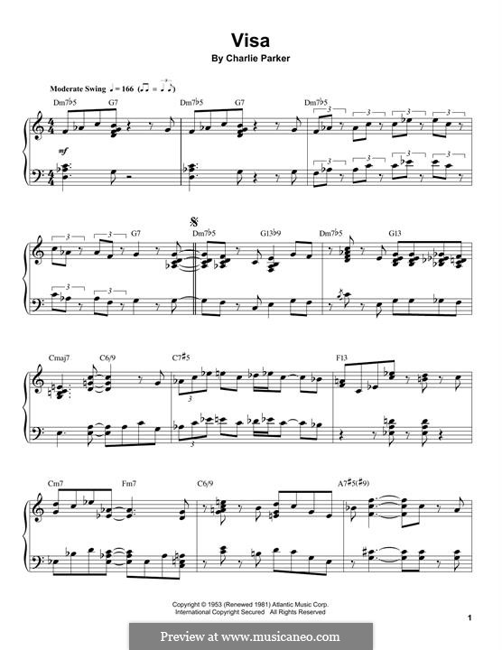 Visa by C. Parker - sheet music on MusicaNeo