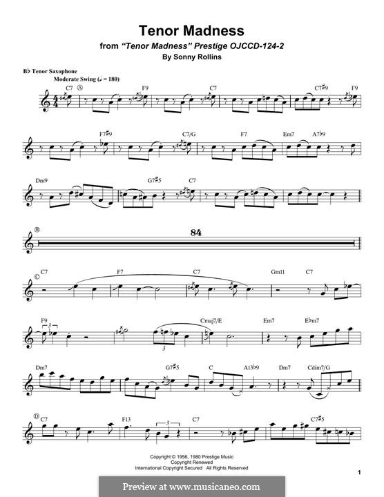 Tenor Madness By S. Rollins - Sheet Music On MusicaNeo