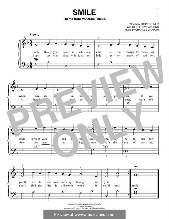 Smile by C. Chaplin - sheet music on MusicaNeo