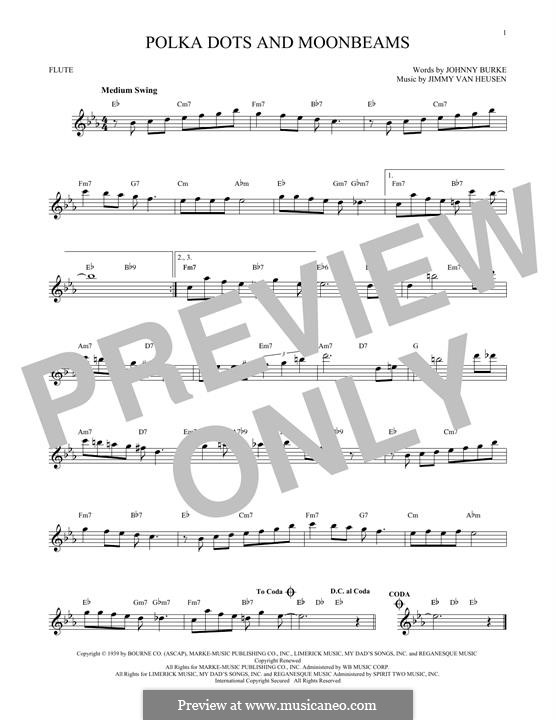 Polka Dots And Moonbeams By J V Heusen Sheet Music On Musicaneo