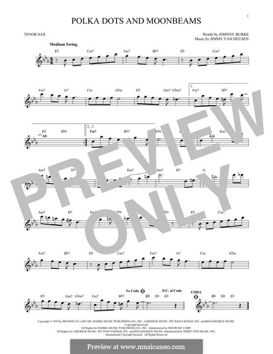 Polka Dots And Moonbeams By J V Heusen Sheet Music On Musicaneo