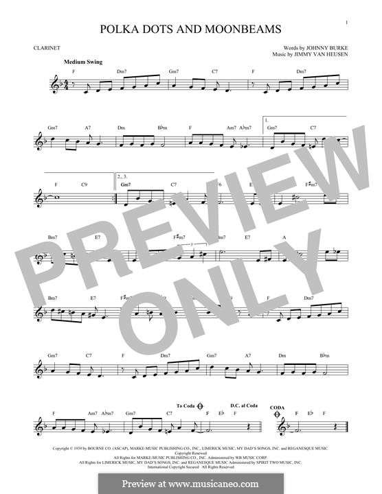 Polka Dots And Moonbeams By J V Heusen Sheet Music On Musicaneo