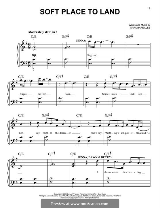 Soft Place To Land by S. Bareilles - sheet music on MusicaNeo