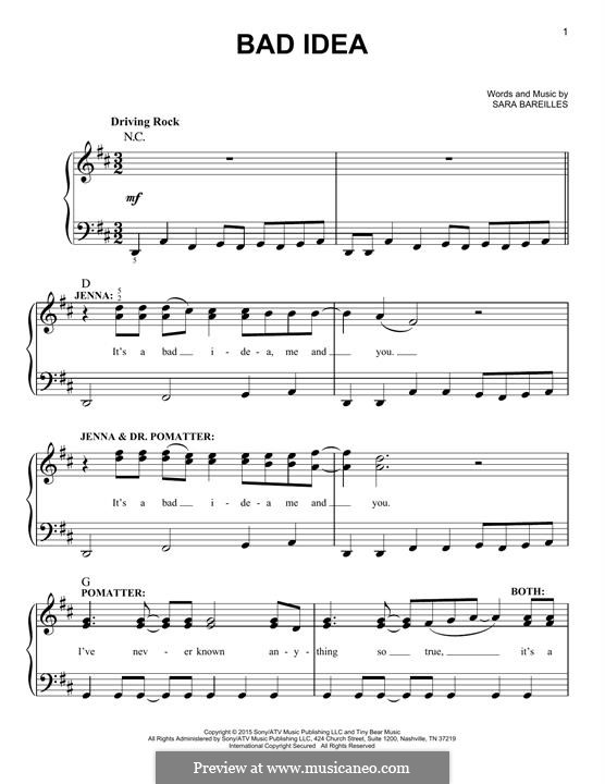 Bad Idea by S. Bareilles - sheet music on MusicaNeo