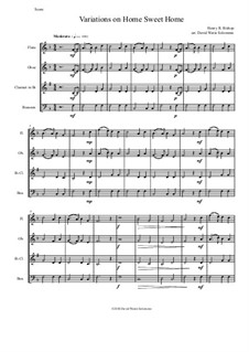 Home, Sweet Home: Variations, for wind quartet by Henry Bishop