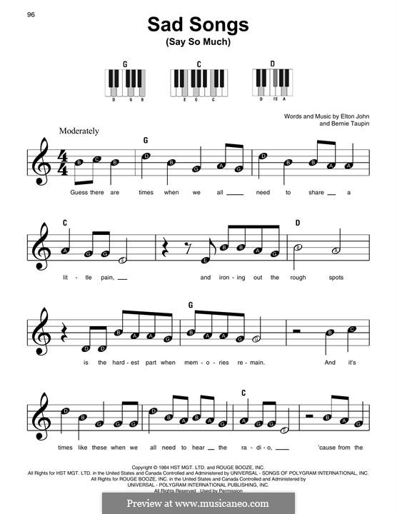 Sad Songs (Say So Much) by E. John - sheet music on MusicaNeo