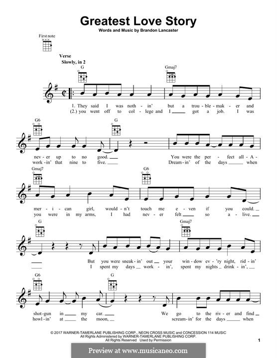 Greatest Love Story (LANco) by B. Lancaster - sheet music on MusicaNeo